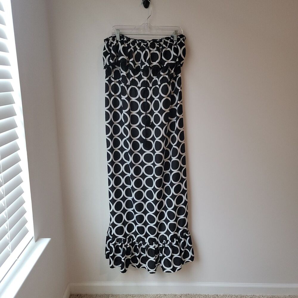 Mudpie Baglady‎ Tube Dress Size XL Strapless Maxi Beach Black White